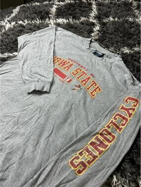 NCAA Iowa State Cyclones Long Sleeve Shirt Mens Large Gray Sleeve Print ISU